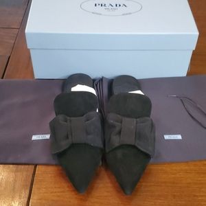 PRADA Black Suede slides